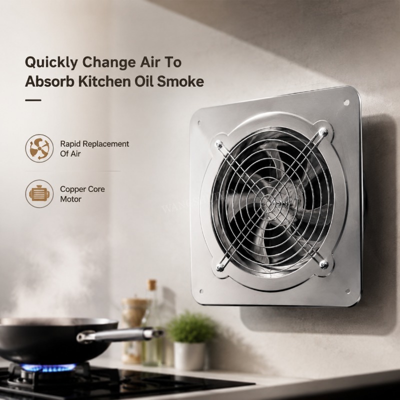 Smart Bathroom Fan - 6''8'' Stainless Steel Kitchen Ventilator Exhaust