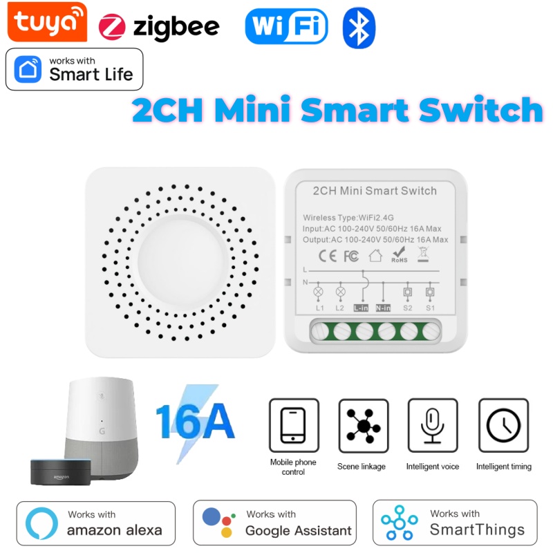 Smart Home Google Assistant - Tuya Mini Smart Switch WiFi 1-2-3-4Gang