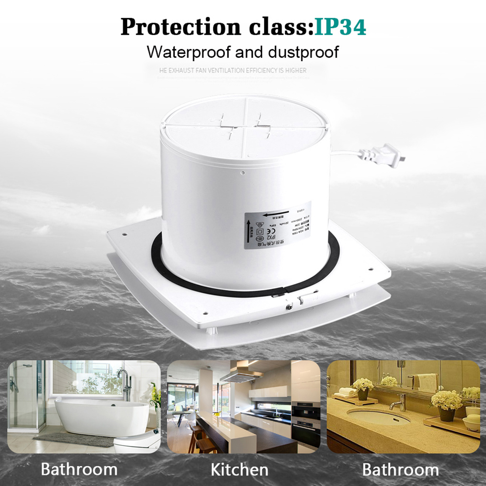 Smart Bathroom Fan - Kitchen Ventilation Kitchen Bathroom Ceiling Wall