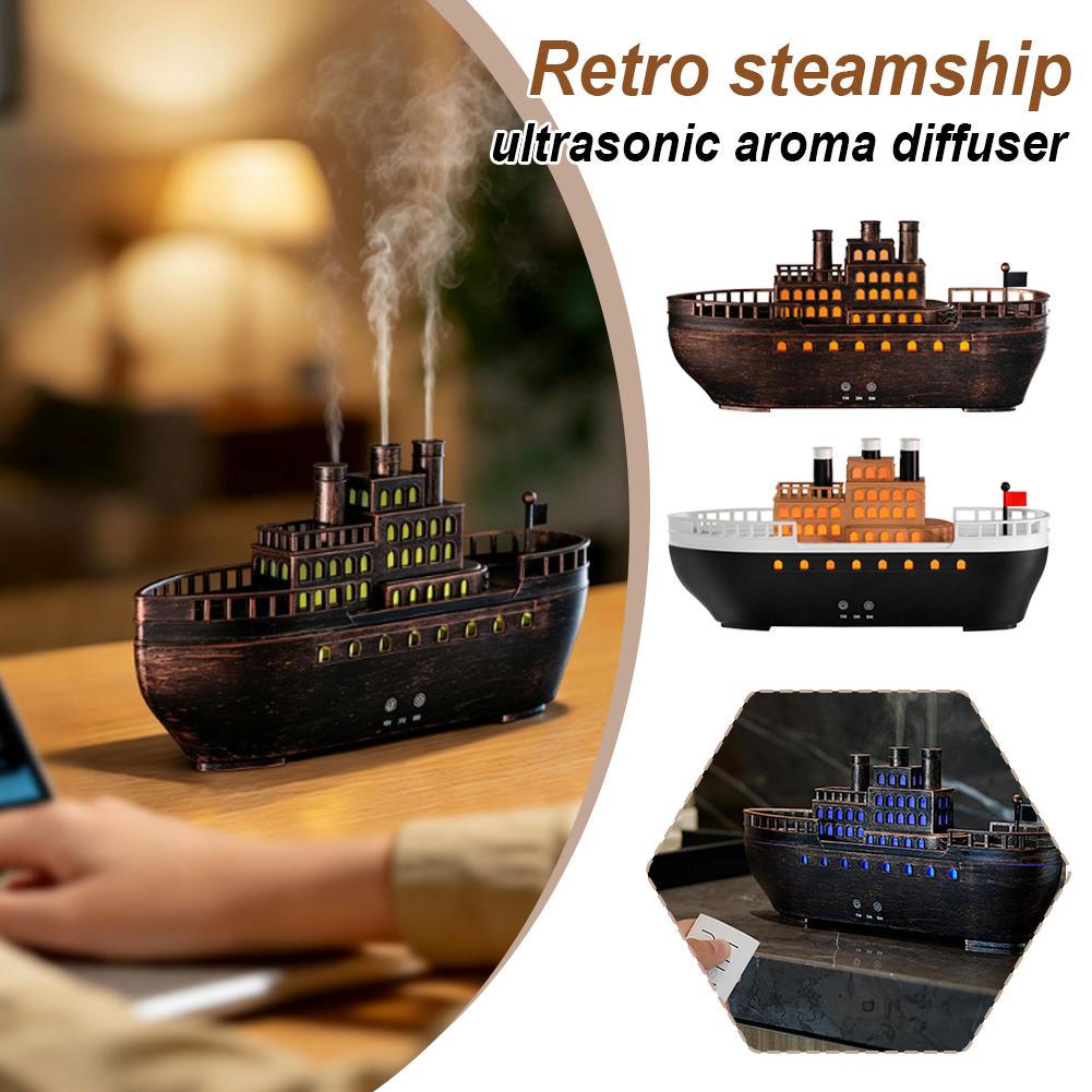 Smart Humidifier - Retro Steamboat Ultrasonic Essential Oil Diffuser