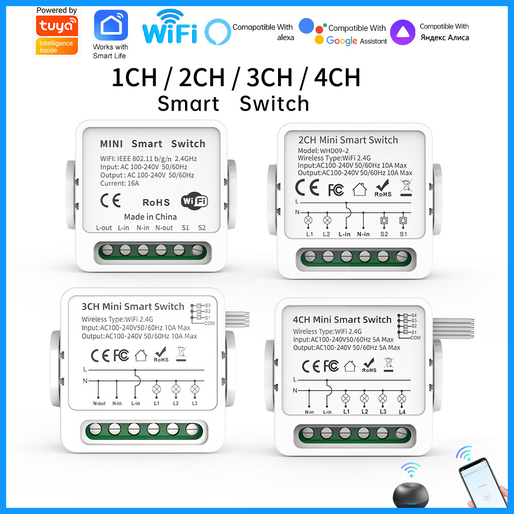 Tuya WiFi Smart Switch 1/2/3/4 - đánh giá và giá Smart Home Sistem