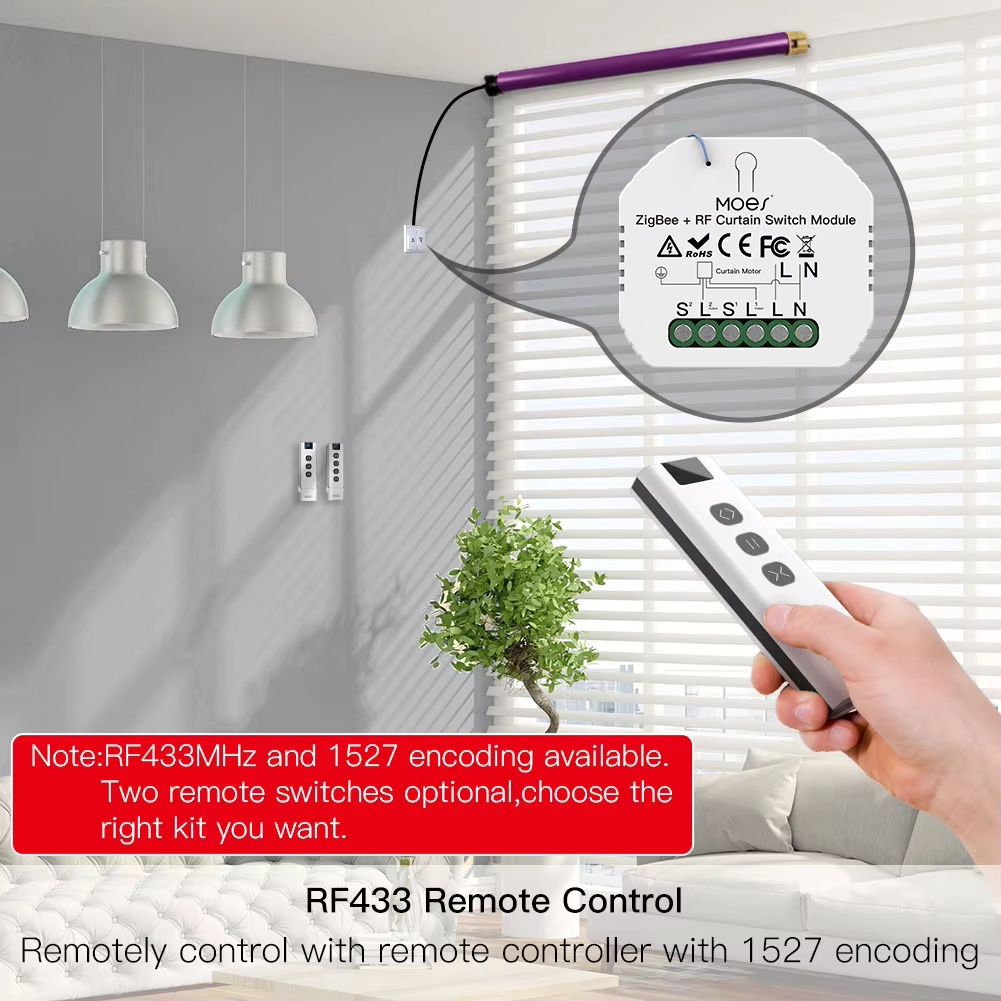 MOES ZigBee Smart RF433 Curtai - đánh giá và giá Smart Home Moes