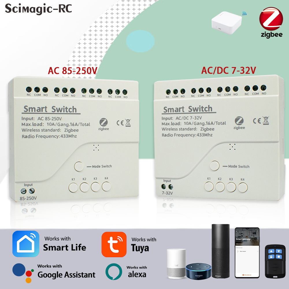 4CH Zigbee Tuya Smart Home Rel - đánh giá và giá Smart Home Google Assistant