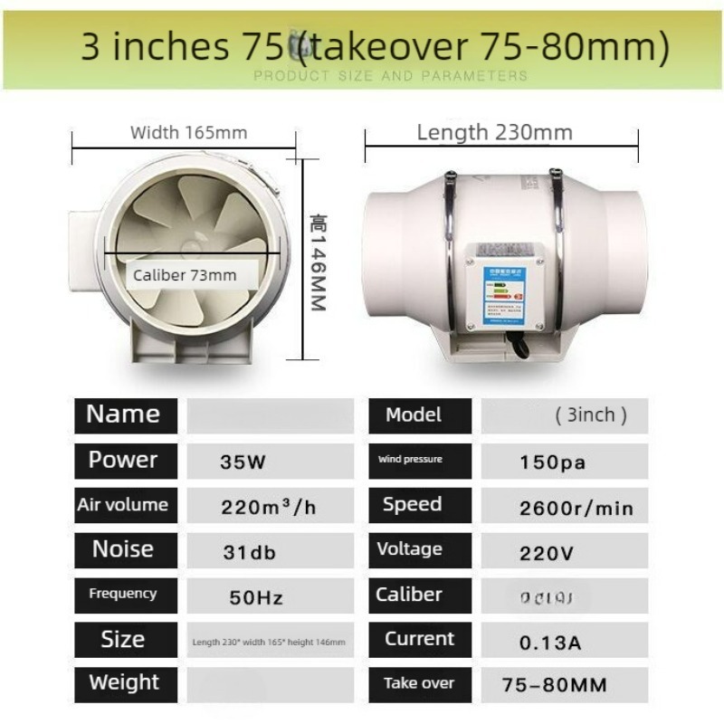 3/4/5/6/8inch Exhaust Pipe Fan - đánh giá và giá Smart Bathroom Fan