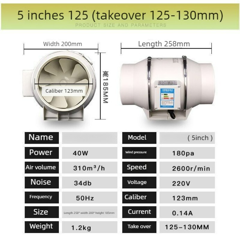 3/4/5/6/8inch Exhaust Pipe Fan - đánh giá và giá Smart Bathroom Fan
